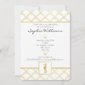 Art Deco Ocean Wave Gold Glitter Seahorse Birthday Kaart (Voorkant)