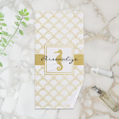 Art Deco Ocean Wave Patten Gold Glitter Seahorse Bad Handdoek