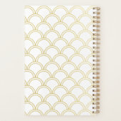 Art Deco Ocean Wave Patten Gold Glitter Seahorse Planner (Achterkant)