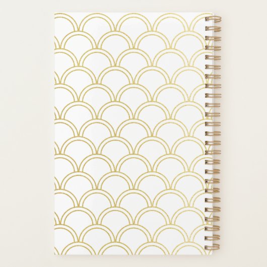 Art Deco Ocean Wave Patten Gold Glitter Seahorse Planner (Achterkant)