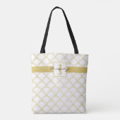 Art Deco Ocean Wave Patten Gold Glitter Seahorse Tote Bag (Achterkant)