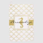 Art Deco Ocean Wave Pattern Glitter Zeepaard Golfhanddoek (Voorkant)