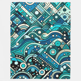 Art Deco Ocean Waves Fleece Deken