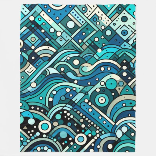 Art Deco Ocean Waves Fleece Deken (Voorkant)