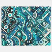 Art Deco Ocean Waves Fleece Deken (Voorkant (Horizontaal))