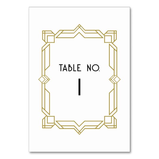 Art Deco Old Hollywood 1920's Table Number Kaart (Voorkant)