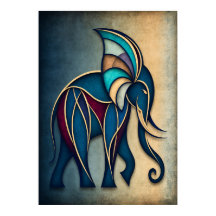 Art Deco Olifant Abstract Geometrisch Dieren Wand