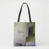 Art Deco Olive Green en Paars Abstract Tote Bag (Voorkant)