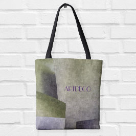 Art Deco Olive Green en Paars Abstract Tote Bag