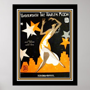 Art Deco "Onderaan de Harlem Moon" Poster