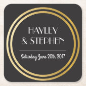 Art Deco Onderzetters Black Gold Circle Weddenscha (Voorkant)