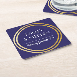Art Deco Onderzetters Navy Gold Circle Wedding Par