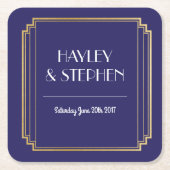 Art Deco Onderzetters Navy & Gold Wedding Party 19 (Voorkant)