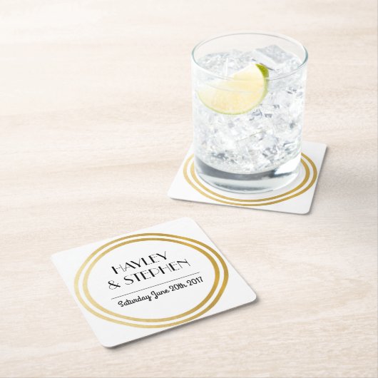 Art Deco Onderzetters Witte Gouden Cirkel Trouwfee (Insitu)