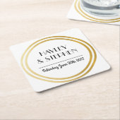 Art Deco Onderzetters Witte Gouden Cirkel Trouwfee (Schuin)