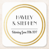 Art Deco Onderzetters Witte Gouden Cirkel Trouwfee (Voorkant)