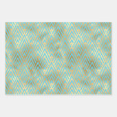 Art Deco-ontwerp, Blauwgroen & Gold-patroon Inpakpapier Vel (Voorkant)