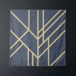 Art Deco-ontwerp Wandkleed<br><div class="desc">Abstract geometrisch ontwerp in Art Deco-stijl met gouden lijndecoratie op blauwe achtergrond van de grote marine</div>