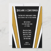 Art Deco Ontwerp Zwart en Goud bruiloft Kaart (Voorkant)
