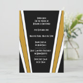 Art Deco Ontwerp Zwart en Goud bruiloft Menu (Staand voorkant)