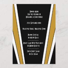 Art Deco Ontwerp Zwart en Goud bruiloft Menu