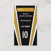 Art Deco Ontwerp Zwart en Goud bruiloft Plaatskaartje (Voorkant)