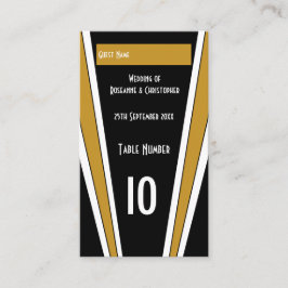 Art Deco Ontwerp Zwart en Goud bruiloft Plaatskaartje
