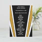 Art Deco Ontwerp Zwart en Goud bruiloft Programmakaart (Staand voorkant)
