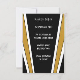 Art Deco ontwerp zwart en goud bruiloft Save The Date