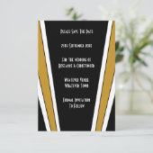 Art Deco ontwerp zwart en goud bruiloft Save The Date (Staand voorkant)