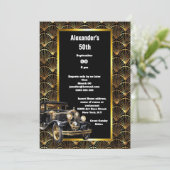 Art deco ontwijken auto boog goud zwart patroon kaart (Staand voorkant)