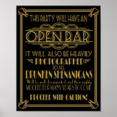 ART Deco Open bar sign for 1920's Gatsby Party Poster (Voorkant)
