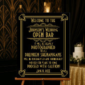 ART Deco Open bar sign for 1920's Gatsby Party Poster