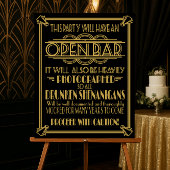 ART Deco Open bar sign for 1920's Gatsby Party Poster