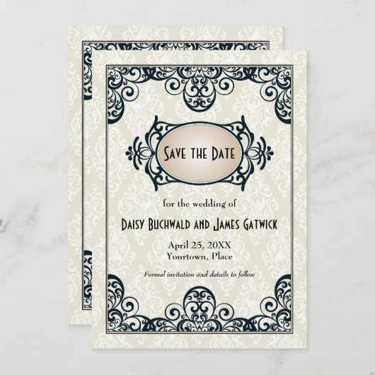 Art Deco Opslaan Datum Save The Date (Voorkant / Achterkant)