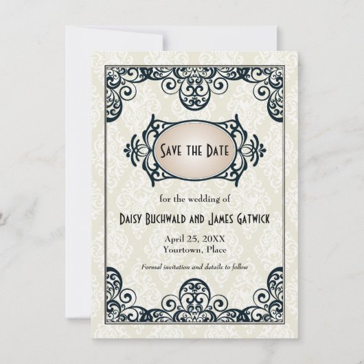 Art Deco Opslaan Datum Save The Date (Voorkant)