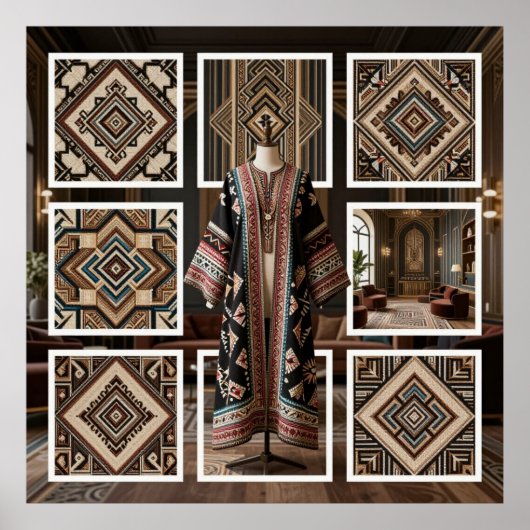 Art Deco Opulence Geometric Patterns V HER_XHU_001 Poster (Voorkant)