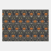 Art Deco Oranje Gesneden Pompoenen Inpakpapier Vel (Voorkant 3)