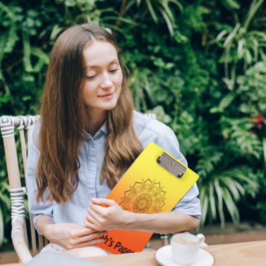 Art Deco Oranje Yellow Mandala Klembord