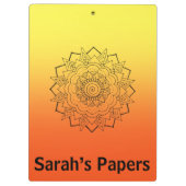 Art Deco Oranje Yellow Mandala Klembord (Achterkant)