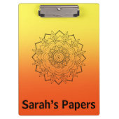 Art Deco Oranje Yellow Mandala Klembord (Voorkant)