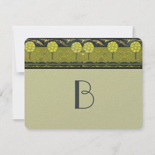 Art Deco Orchard  Bird Wedding Invites Kaart (Achterkant)