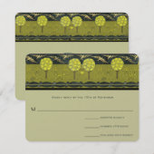 Art Deco Orchard  Bird Wedding Invites Kaart (Voorkant / Achterkant)