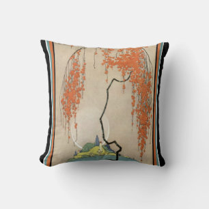 Art Deco Oriental Coral Blossom Sierkussen