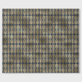 Art Deco Ornament Black Gold Elegant Blue Navy Cadeaupapier (Vlak)