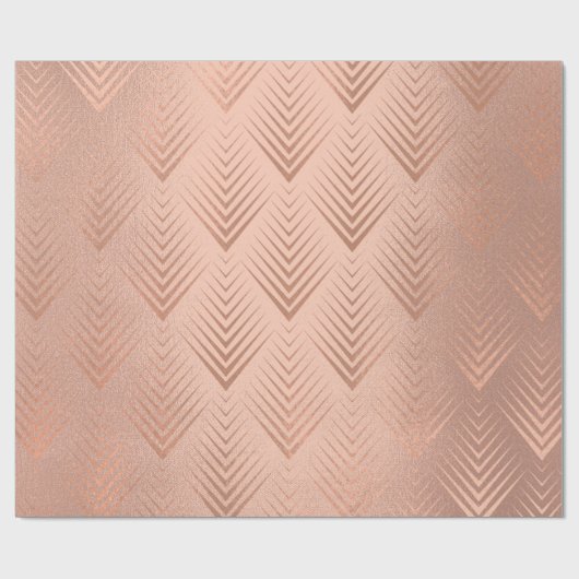 Art Deco Ornament Blush Roos Kopergeometrie Cadeaupapier (Vlak)
