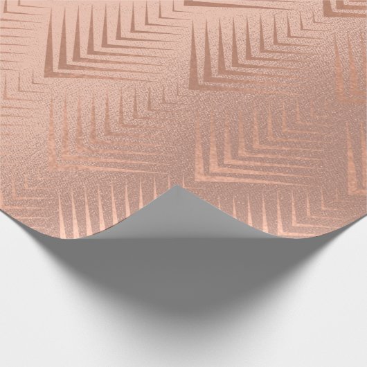 Art Deco Ornament Blush Roos Kopergeometrie Cadeaupapier (Hoek)