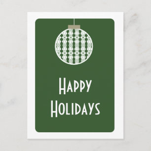 Art Deco Ornament Briefkaart, Holly Green Feestdagenkaart