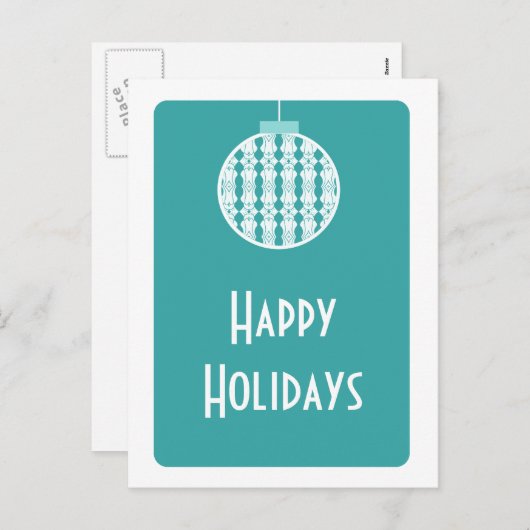 Art Deco Ornament Briefkaart, Turquoise Feestdagenkaart (Voorkant / Achterkant)