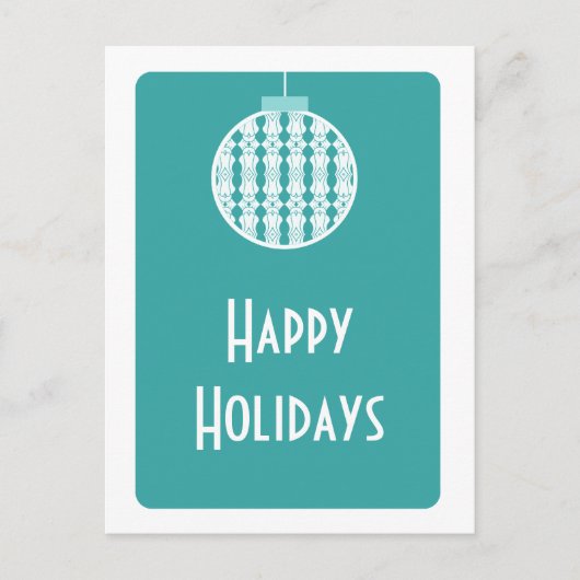 Art Deco Ornament Briefkaart, Turquoise Feestdagenkaart (Voorkant)